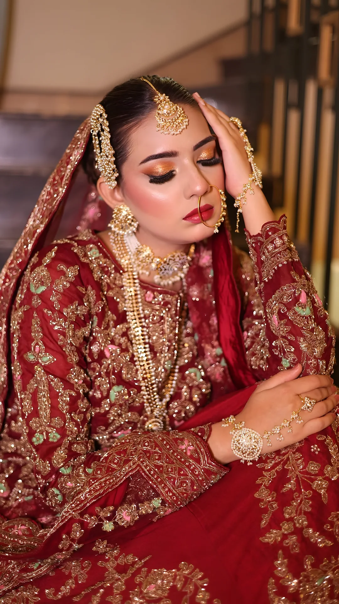 Bride in deep red