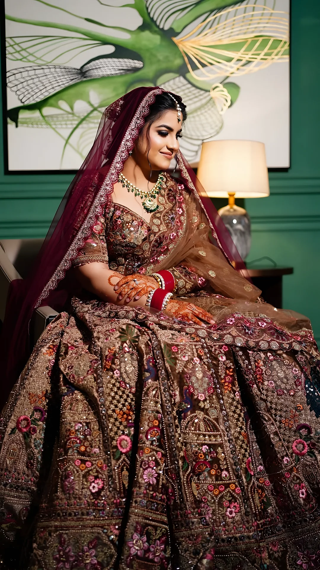 Bride in red and gold