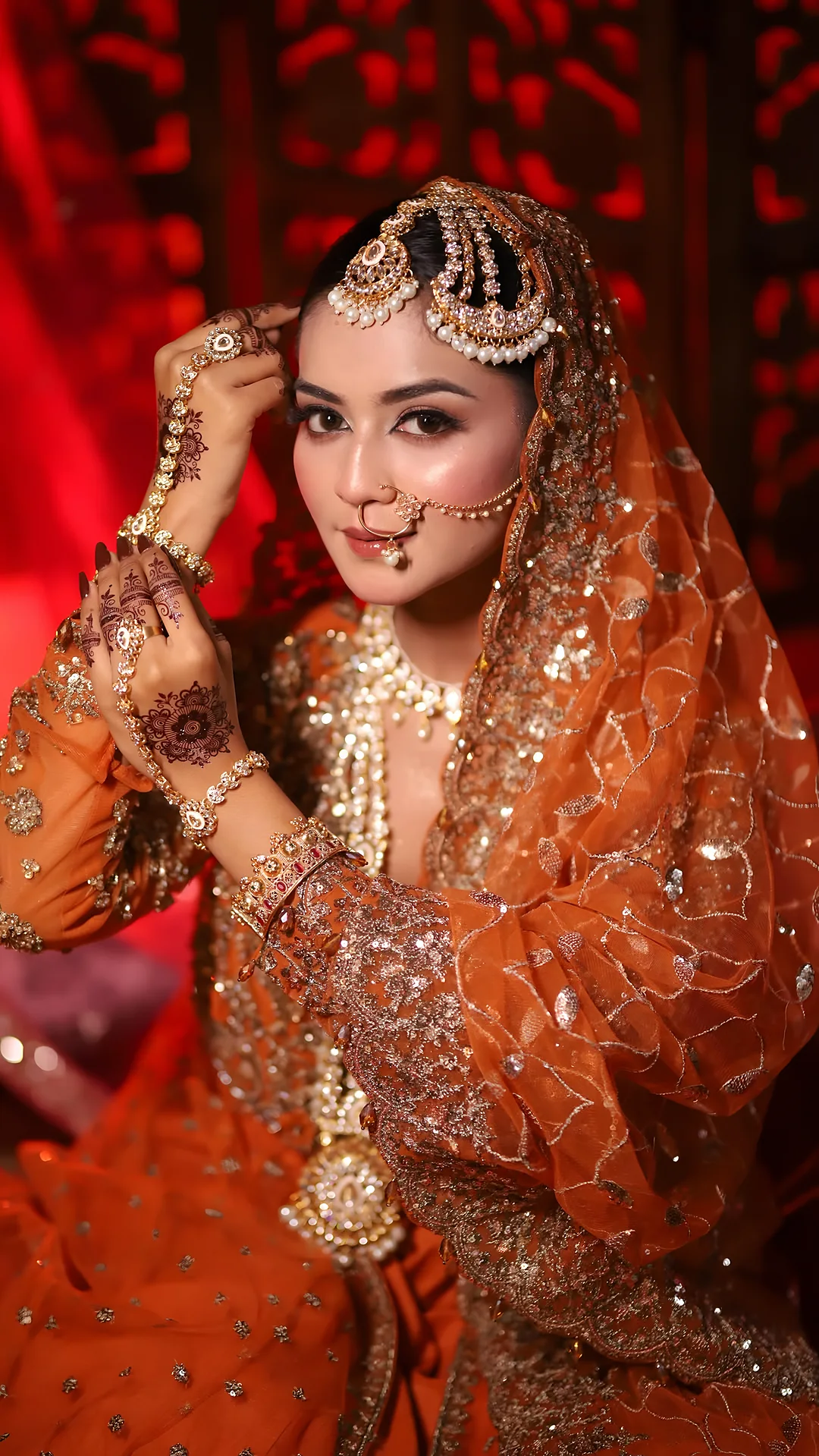 Bride in red and gold